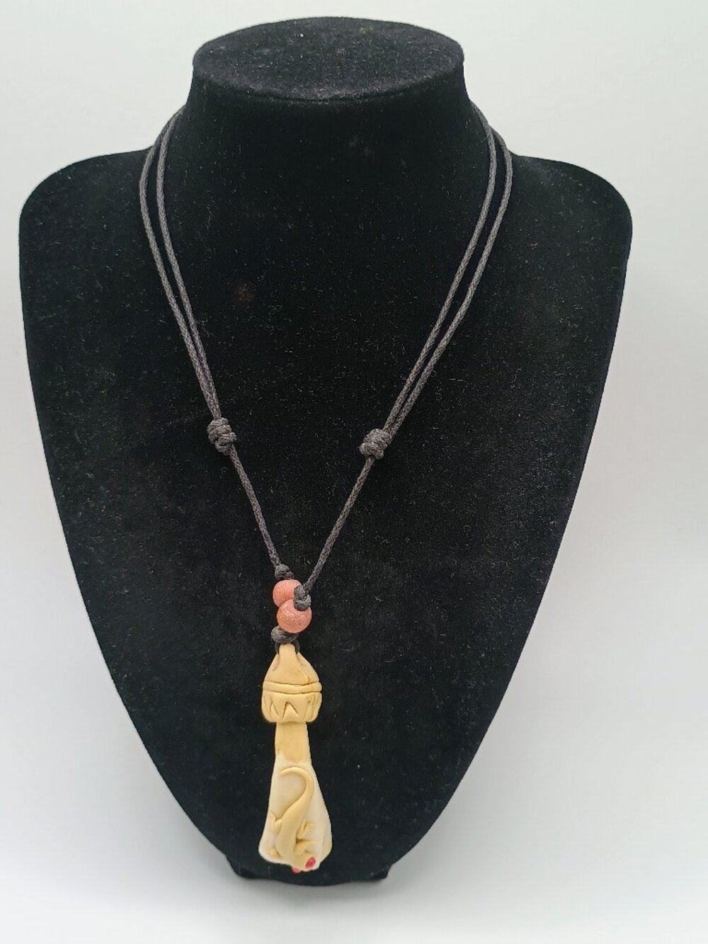 Handmade Necklace with Hand-Carved Lizard Pendant